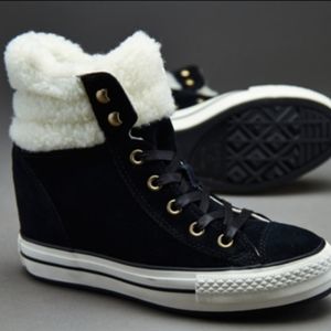 Converse Chuck Taylor Hidden Platform Sherpa and Suede Shoes